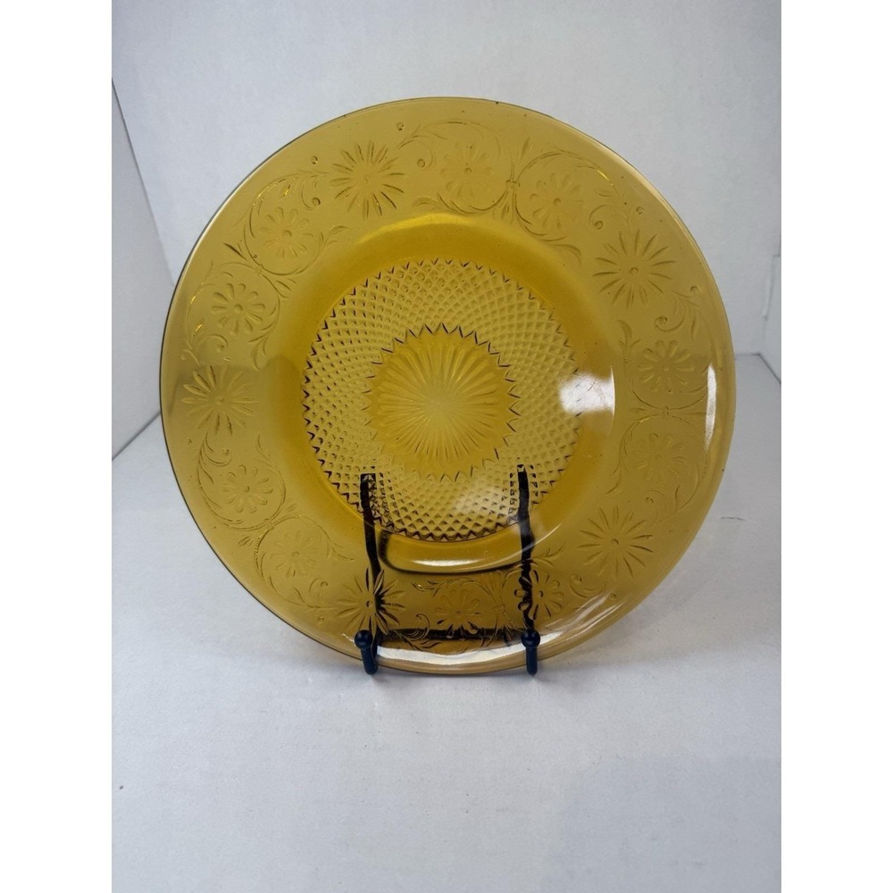 Indiana Daisy Amber Gold 9 1/4" Dinner Plate Mid Century Depression Glass